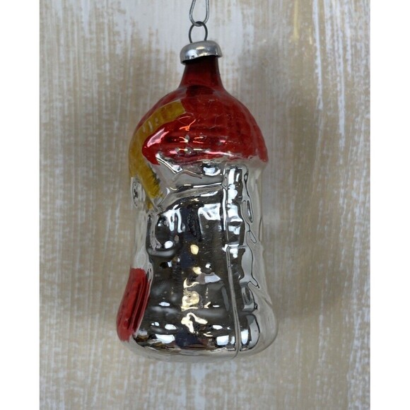 Vintage Blown Glass Red And Gold WINDMILL Embossed Christmas Ornament - Picture 2 of 6